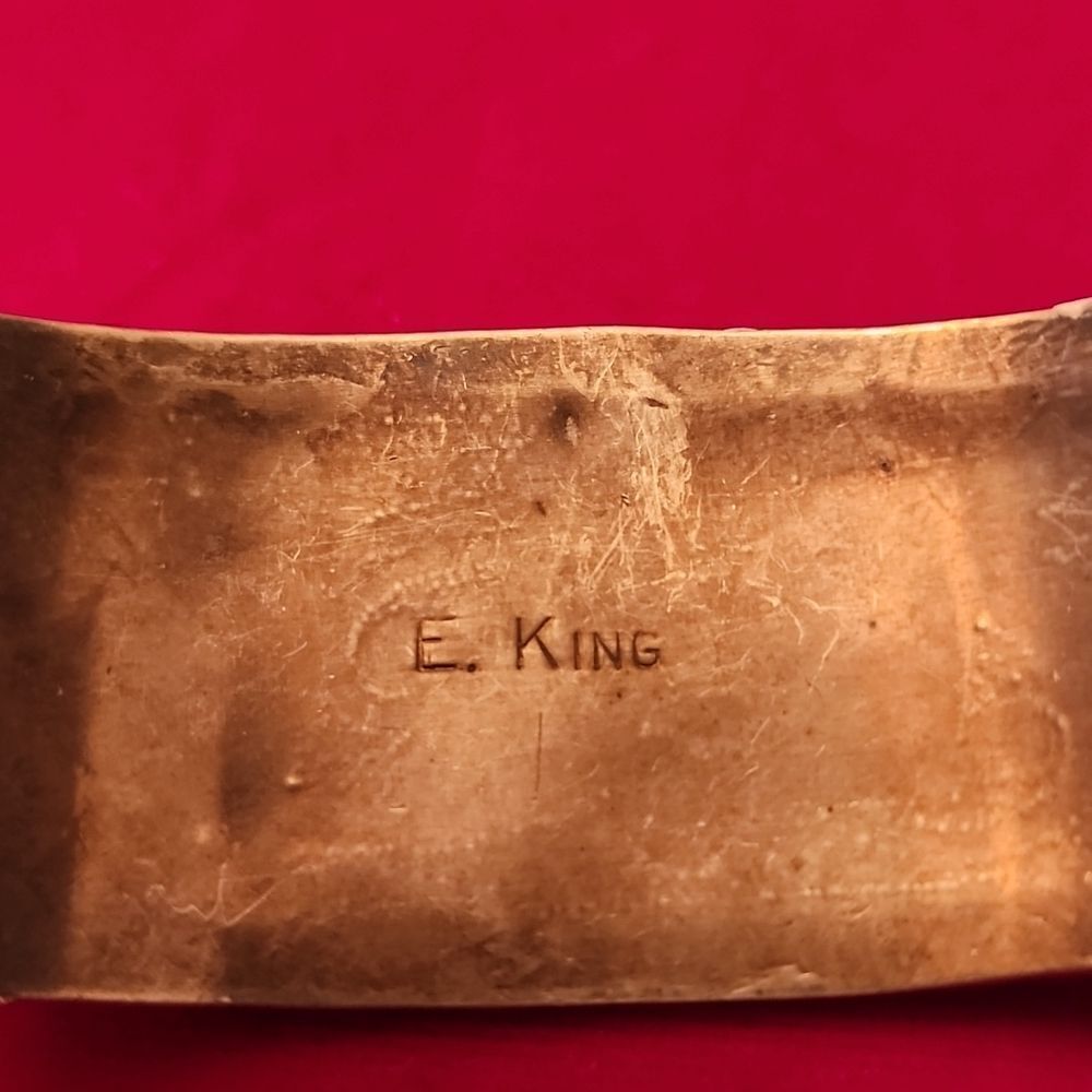 Navajo E. KING Signed Silver and Gold Opulent Vintage Cuff Bracelet - Picture 3 of 3
